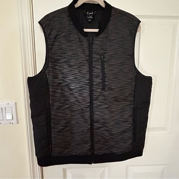 Ideology Reflective Zipper Front Light Puff Sleeveless Vest - Picture 1 of 9